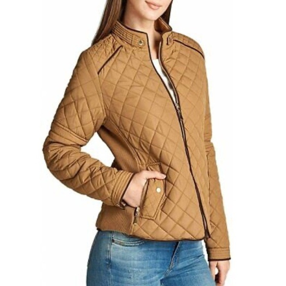 Active USA Camel Diamond Quilted Jacket Size Small - Picture 6 of 13